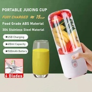 Portable 410ML Blender Mixer 6 Blades Fruit Juicer Cup Juicer Mini Ice Crusher Blender Electric USB Charging Juicer