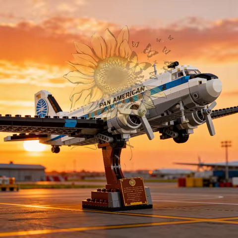 Super popular aircraft building blocks Douglas DC-3 American aircraft 1903 particles suitable for bi