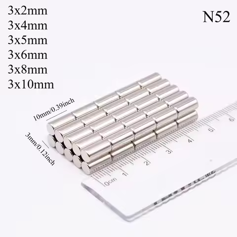 N52 3x5 3x2 3x6 3x8 3x10 3x3 3x4mm Neodymium Refrigerator tiny sylinder Disc Craft Ebike Magnets Whi