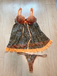 Victoria’s Secret-性感豹紋睡衣一套-34B/S