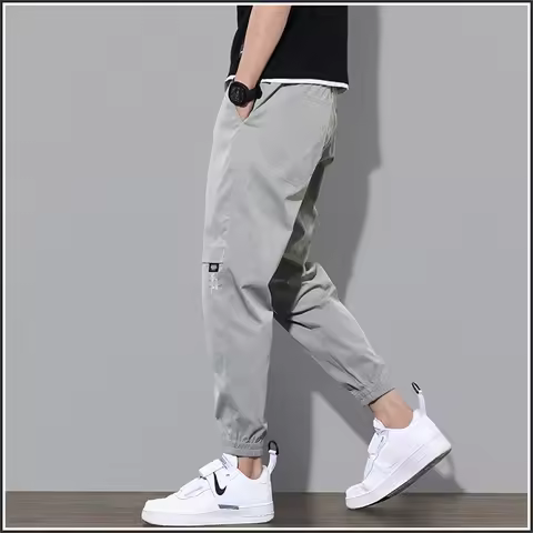 Men's Fashion New Beach Pants Joggers Streetwear Sweatpants Casual Pants Loose Summer Solid Color Lo