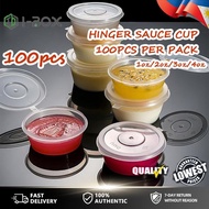 [100pcs] Hinged Sauce Cup 1oz 2oz 3oz 4oz Environmental CUP Saucecups with Hinged Lid Disposable
