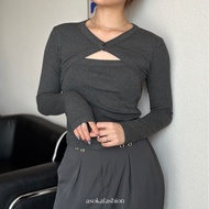 ASOKA Veren Top 3116 - Knitwear Longsleeve Fit Body Knit - Women Crop Top - Korean Women's Tops Blou