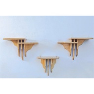 Pine wood wall-mounted striped altar shelf set - Catholic altar, altar decoration