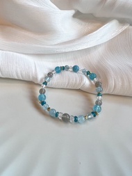 【水光秘境】海藍寶 拉長石 藍瑪瑙 白水晶 水晶手鍊
