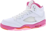 Air Jordan 5 Retro GS Girls Shoes Size 4.5, Color: Fancy White/Pinksicle/Safety Orange-White