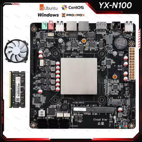 Mini ITX Motherboard N100 for DIY NAS Support DDR4 Max 32GB 2*2.5G RJ45 6*SATA3.0 2*M.2 NVME Low Pow