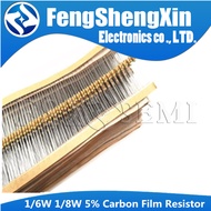 100pcs 1/6w 1/8w (0.125w)5% Carbon Film Resistor 1R~1M 2.2R 10R 22R 47R 51R 100R 150R 470R 1K 4.7K 1
