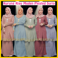 Baju Kurung Riau Moden Sulam Pleated Cutting Kembang @ Sarong Anggun