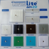 TWINLITE 6mm / ATAP FIBER KANOPI Polycarbonate Polikarbonat CLEAR/BENING, GREY/ABU, BRONZE/COKLAT, B