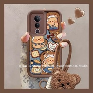 ใหม่ เคส Phone Case VIVO V50 Lite VIVOV50 Lite VIVOV50Lite 4G 5G Ins น่ารักการ์ตูนแฟชั่นบิสกิตหนังแก