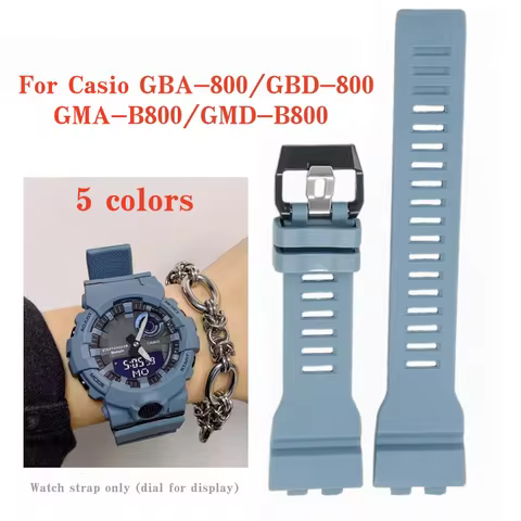 For Casio GBA-800/GBD-800/GMA-B800/GMD-B800 Series Special Size Resin Watch Strap Black White Bracel