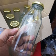 / 9 (SEBILAN) PCS Glass juice bottle 350 ML + lid Glass juice bottle/ syrup bottle/ Coffee bottle/