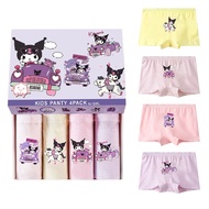 [4 Pcs/Box] Girls Pure Cotton Underwear Female Baby Cartoon Cute Boxer Briefs Girls Breathable Kurom