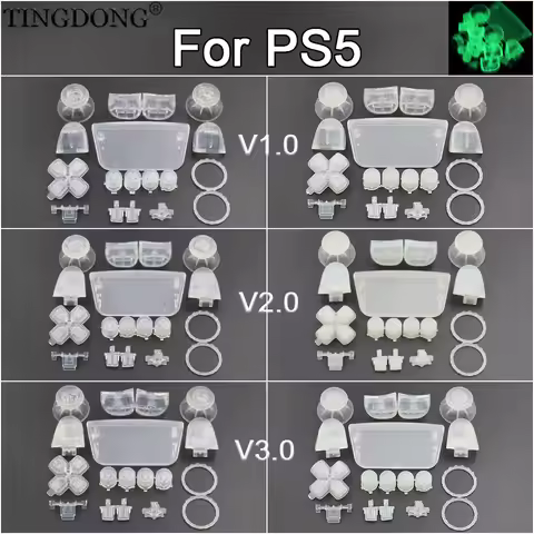 Transparency luminescenc For PS5 V1.0 V2.0 V3.0 D-pad Share Buttons Kit Key Replacement Shell Case C