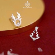 DUYANH SILVER real SILVER Christmas reindeer tree women's SILVER earrings