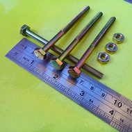 YELLOW BOLT NUT M6 X 80 LENGTH 8CM 8 CM 80MM 80 MM BMK M6X80 BOLT 6X80 6 X 80 KEY 10 PITCH THREAD 1.