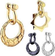 Hoop Dangle Ear Gauges for Women Black Weighted Ear Hangers for Men Stainless Steel Ear Weights Gaug