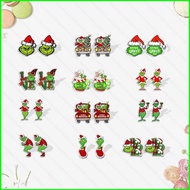 Christmas ear stud earrings Grinch ornaments