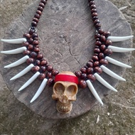 Dayak Skull Necklace Imitation Atom Variation Men's Ethnic Necklace Wanita Necklace for Men Necklace