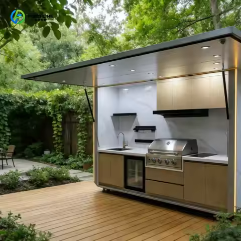 Customized Integrated Outdoor Kitchen Unit Fully Equipped Modular Cooking Station for Camping BBQ Gl