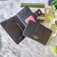 Kate Spade Medium Corner Zip Compact Bifold Wallet in Plain Black Saffiano Leather - Ladies Wallet