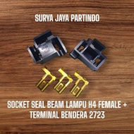 SOCKET H4 FEMALE LIGHT BEAM SEAL SOCKET + FLAG TERMINAL