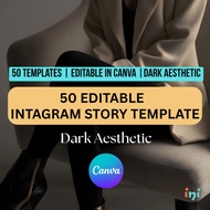 [Ini Creative] 50 IG Story Template | Dark Aesthetic | Ready Made Instagram Post | Editable in Canva