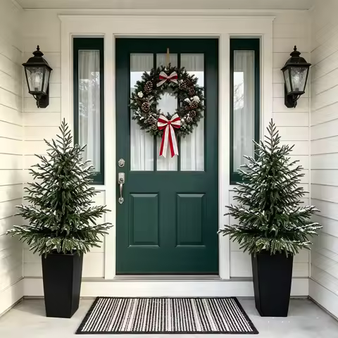 2 Pack 4FT Artificial Norfolk Pine Trees with Large Black Planter, Realistic UV Resistant Faux Pine 