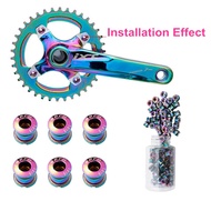 Litepro Bicycle Single Chainring Plate Bolts Screw  Mountain Road Folding Bike Rainbow Steel Nuts Crankset Chainwheel Parts