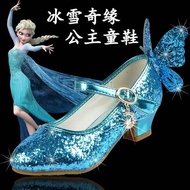 kasut raya kasut perempuan kasut perempuan heels Frozen Elsa Princess Shoes Romance Girls High Heels