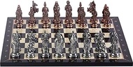 Home Office Chess Board Gift Home Big Size Metal Ottoman Byzantine Chess Set Antique and Walnut Boardinternational Chess Pieces