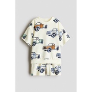 HM ชุดเสื้อผ้าเด็ก ชุดเด็กผู้ชาย 2 ชิ้น ฤดูหนาว ลายพิมพ์สวมใส่สบาย เสื้อสเว็ตเชิ้ต กางเกงขาสั้น กางเ