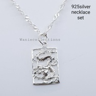 *Ready stock*(P393)Original 925 silver necklace set pendant dragon rantai silver +loket naga