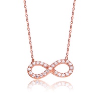 Megan Walford Stylish Rose Over Sterling Silver Round Clear Cubic Zirconia Infinity Necklace