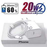 20W EU Fast Charging Adapter Set, USB C Wall Charger + 3.3Ft/100cm Type C To Type C Braided Data Cab