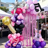 89pcs 80s Music Theme Balloon Garland Arch Kit, With Guitar Note Microphone Mylar Balloons, Explosio