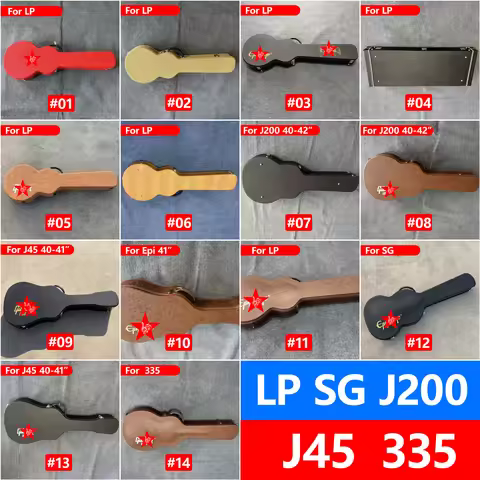 Guitar Hard Shell Case for LP SG J200 J45 335 Electric Acoustic Guitar Plush Interior Shockproof Wat