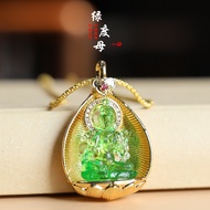 Green Tara Glass Pendant Benming Year Amulet Non-Remaining Ancient Method Glass Shock-resistant Pend