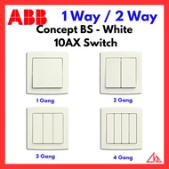 (SG Seller) ABB Concept BS White Light Switch 10AX 250V【1 Gang/2 Gang/3 Gang/4 Gang】 and 【1 Way/2 Wa