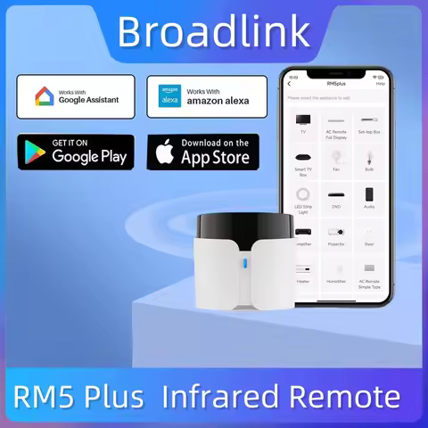 BroadLink RM5 Plus Smart Remote Control Wifi IR Bluetooth Hub Controller Timer Voice Control Work Fo