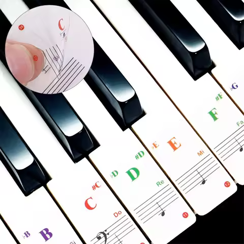 Piano Keyboard Stickers for 88/61/54/49/37/32 Key Piano Transparent Music Decal Notes Electronic Pia