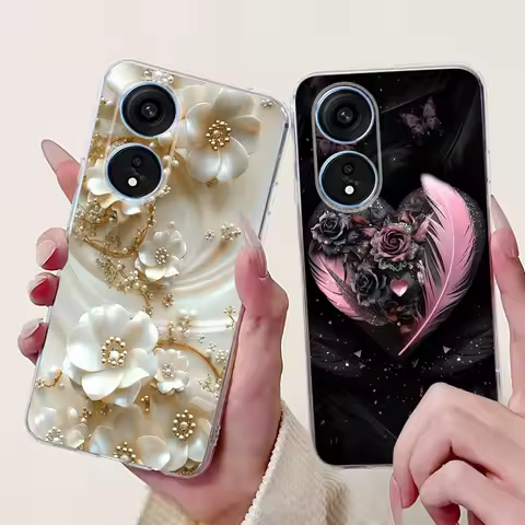 For Oppo Reno8 T Phone Case Reno 8T 5G 4G CPH2481 CPH2505 Elegant Floral Cat Soft Silicone Transpare