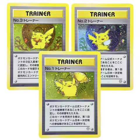 PROXY PTCG Japanese Series PKM TRAINER BRONZE Holo NO.1/2/3 PIKACHU TROPHY Promo Card Japan