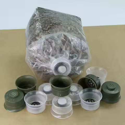 20/50pcs Mushroom Spawn Grow Bag Filter Cover Sealable Double Sleeve Lock Ring Cap for Agaric Spawn 