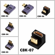 90 Degree Elbow Micro Miniature HDMI Male to HDMI2.1 Female Ultra HD 8K @ 60Hz Adapter Suitable for 