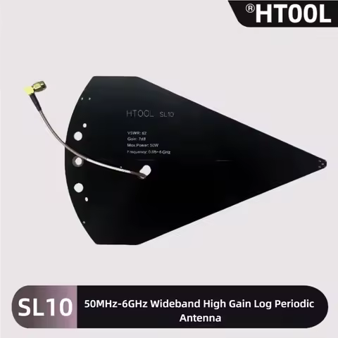 HTOOL 50MHz-6GHz Wideband High Gain Log Periodic Antenna SL10 Full Band Transmit-Receive Test Latera