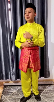 AdChai setelan melayu Pria Baju melayu pria muslim Baju koko pria Baju teluk belanga pria Set baju muslim pria Setelan baju muslim satin Baju satin pria melayu Baju satin melayu malaysia 1 stell baju melayu pria tradisional modren