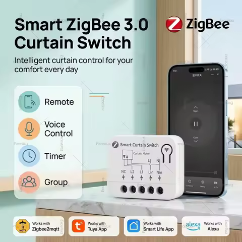 Zigbee Smart Curtain Switch Module Roller Shutter Switch Breaker Smart Automation For TUYA Smart Lif