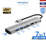 Idigital อะแดปเตอร์ฮับ Type C HUB USB C เป็น USB3.0HDMI 4K1000M RJ45PD100Wชาร์จเร็ว การ์ดรีดเดอร์ SD